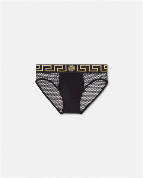 versace mesh underwear|Mesh Greca Border Briefs Black .